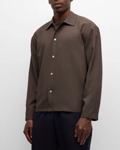 Frame Men's Snap-front Wool Overshirt In Brown
