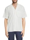 Frame Cotton Short Sleeve Button-up Camp Shirt In Milk