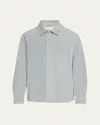 Frame Men's Solid Suede Overshirt In Smoky Blue