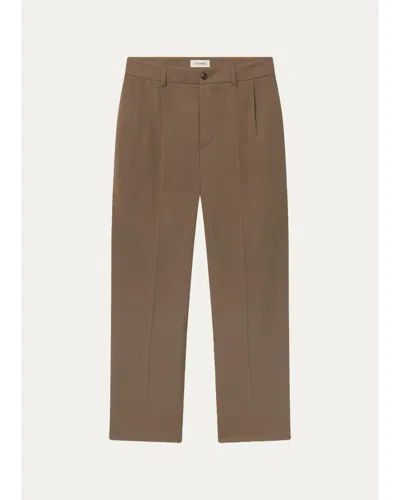 Frame Men's Straight Leg Double-pleated Pants In Brown