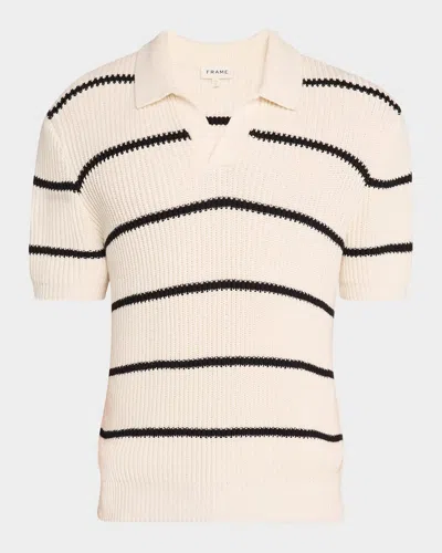 FRAME MEN'S STRIPED POLO SWEATER