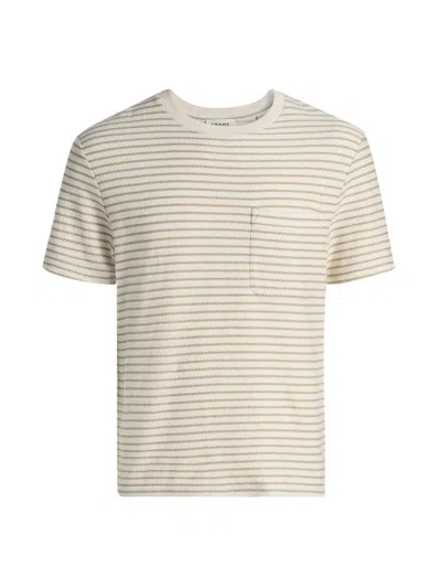 Frame Men's Striped Ribbed Cotton T-shirt In Neutral