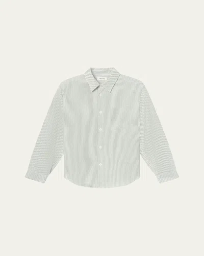 Frame Men's Striped Tencel-blend Button-down Shirt In Silver