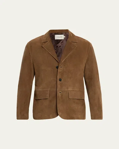 Frame Men's Suede Blazer In Brown