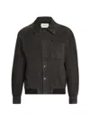 Frame Button-front Leather Jacket In Black