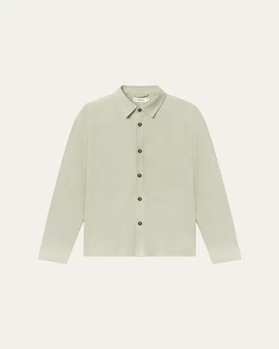 Frame Men's Suede Button-down Shirt In Green