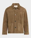 Frame Men's Suede Chore Coat In Dark Beige