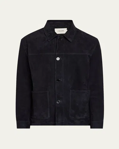 Frame Men's Suede Chore Coat In Dark Navy