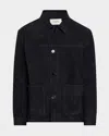 Frame Unlined Suede Chore Coat In Dark Navy