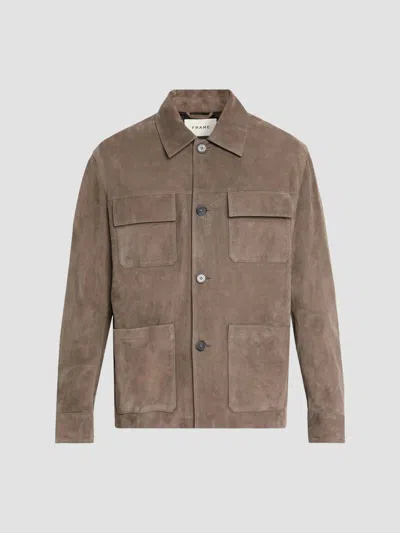 Frame Men's Suede Chore Jacket In Brown