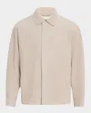 Frame Men's Suede Overshirt In Stone Beige