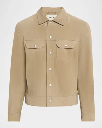 Frame Men's Suede Trucker Jacket In Brown