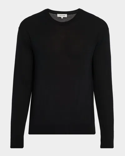 Frame Men's Superfine Wool And Cashmere Crewneck Sweater In Black