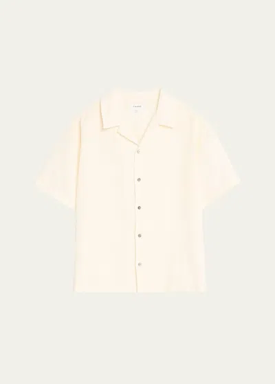 Frame Men's Textured Cotton Camp Shirt In Off White