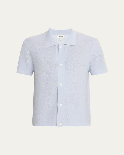 Frame Men's Textured Short-sleeve Shirt In Blue