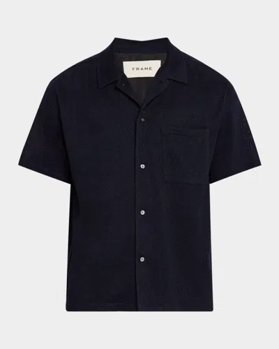 FRAME MEN'S TEXTURED TERRY CAMP SHIRT