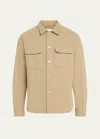 Frame Men's Textured Terry Overshirt In Dark Beige