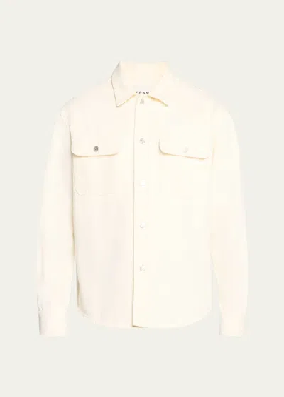 Frame Men's Textured Terry Overshirt In Off White