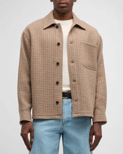 Frame Men's Textured Wool-blend Overshirt In Light Brown