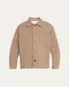 Frame Men's Textured Wool-blend Overshirt In Light Brown