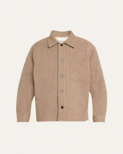 Frame Men's Textured Wool-blend Overshirt In Light Brown