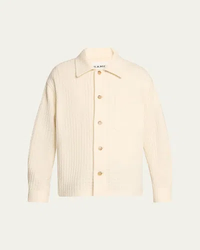 Frame Men's Textured Wool-blend Overshirt In Off White