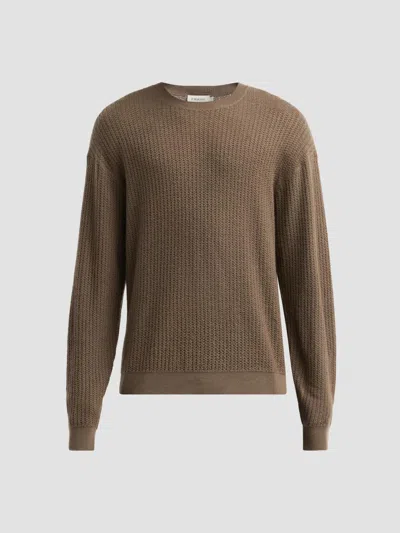 Frame Men's Textured Wool Crewneck Sweater In Soft Taupe