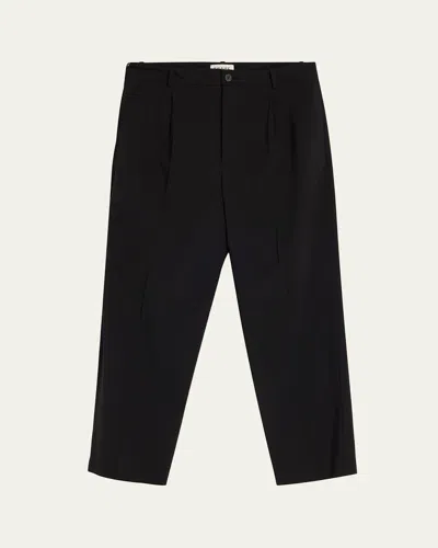Frame Men's Tropical Wool Pleated Trousers In Black