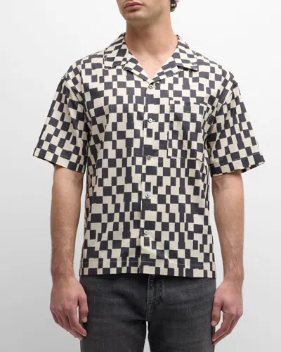 Frame Men's Vintage-print Camp Shirt In Dark Navy