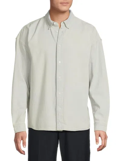 Frame Men's Washed Cotton Denim Shirt In White