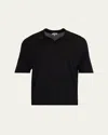 Frame Men's Wool And Cashmere Johnny Collar Short-sleeve Polo Sweater In Black