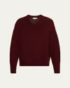 Frame Men's Wool And Cashmere Knit V-neck Sweater In Burgundy