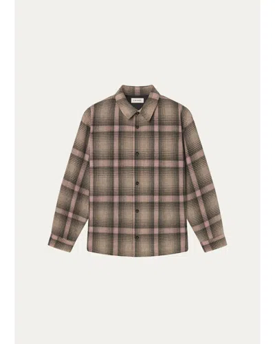FRAME MEN'S WOOL AND NYLON MAXI-PLAID OVERSHIRT
