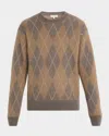 Frame Men's Wool-blend Argyle Crewneck Sweater In Brown