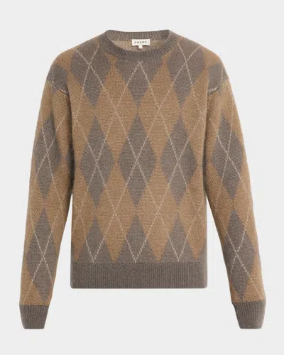 Frame Men's Wool-blend Argyle Crewneck Sweater In Brown