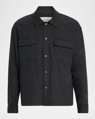 Frame Men's Wool-blend Two-pocket Overshirt In Gray
