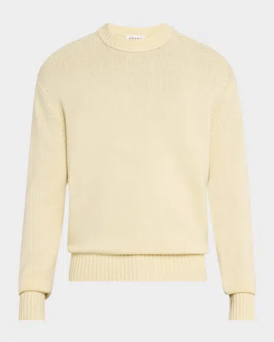 Frame Men's Wool-cashmere Crew Sweater In Light Yellow