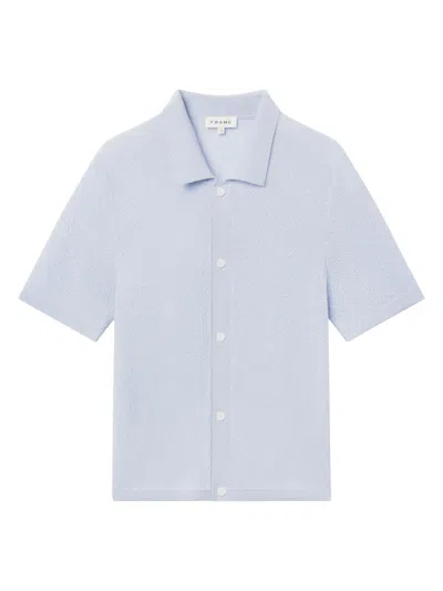 Frame Men's Wool Short-sleeve Button-front Cardigan In Blue