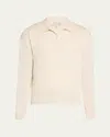 Frame Men's Wool-silk Polo Sweater In Off White