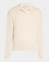 Frame Men's Wool-silk Polo Sweater In Off White