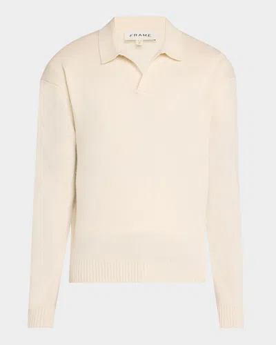 FRAME MEN'S WOOL-SILK POLO SWEATER