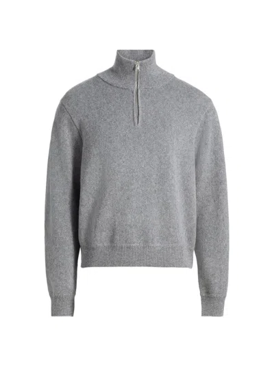 Frame Men's Wool-cotton Quarter-zip Sweater In Gray