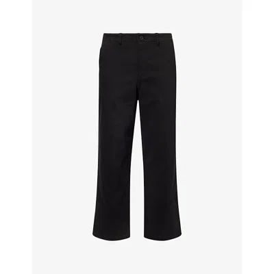 Frame Mens Black Straight-leg Mid-rise Cotton Chino Trousers