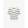 Frame Mens  Striped Ribbed Cotton And Silk-blend Polo Jumper In Black Stripe