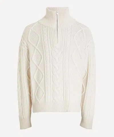 Frame Mens Chunky Cable-knit Half-zip Jumper In Gray