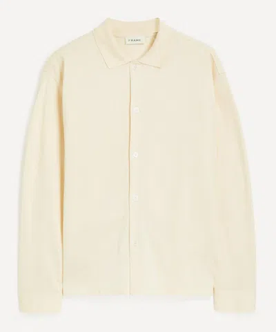 Frame Mens Cream Button-down Pique Shirt In Red