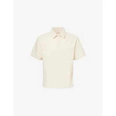 Frame Mens Cream Patch-pocket Short-sleeve Cotton Shirt Xl In Neutral