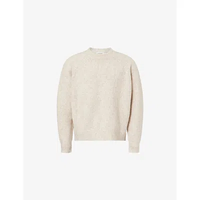 Frame Mens Crew-neck Knitted Alpaca-blend Jumper Heather Beige In Neutral