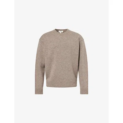 Frame Mens Dark Taupe Regular-fit Crewneck Wool Jumper Xl In Brown
