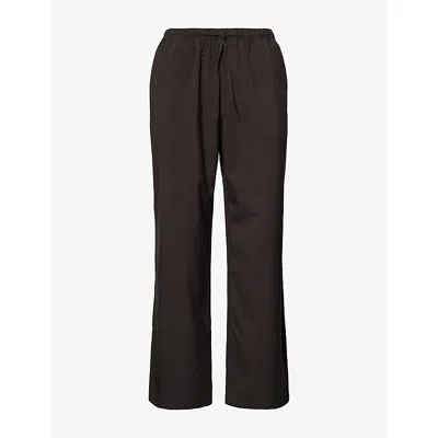Frame Mens Easy Straight-leg Wool Trousers Deep Brown